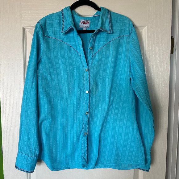 Roper Vintage Western Button Down Custom Dyed Peal Snap Style Shirt XL - Picture 1 of 7